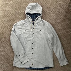 johnnie-O Gray Casual Button Down Shirt with Hood